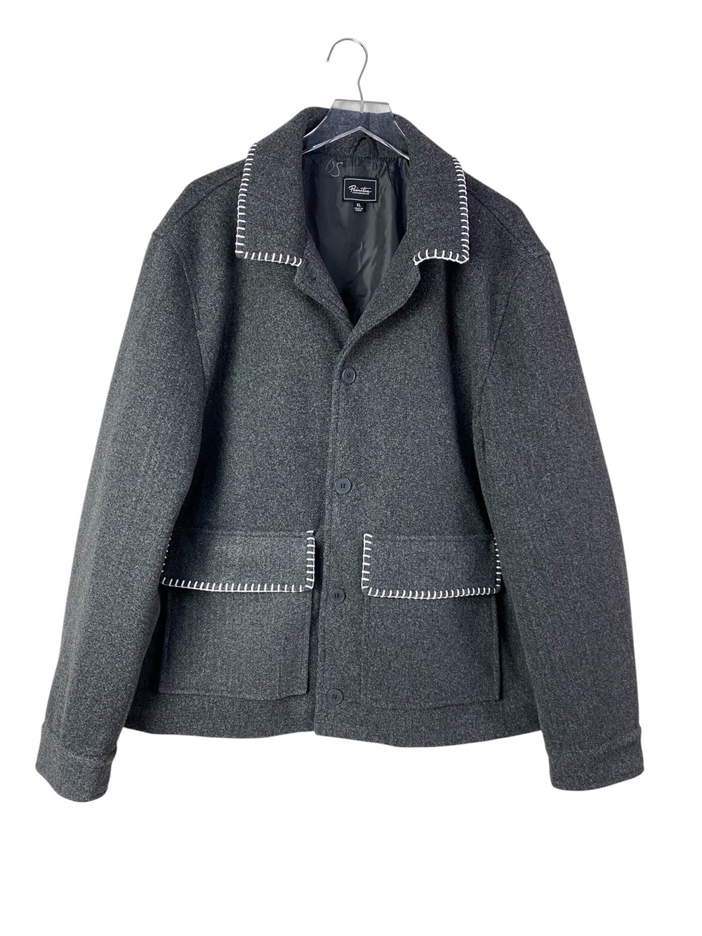 Primitive Skateboarding Grey Wool Coat W\ Whip Stitch Detail Size XL